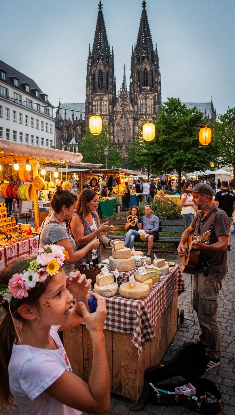 Besucher genießen das lebhafte Treiben während des Karnevalsfestivals in Köln.